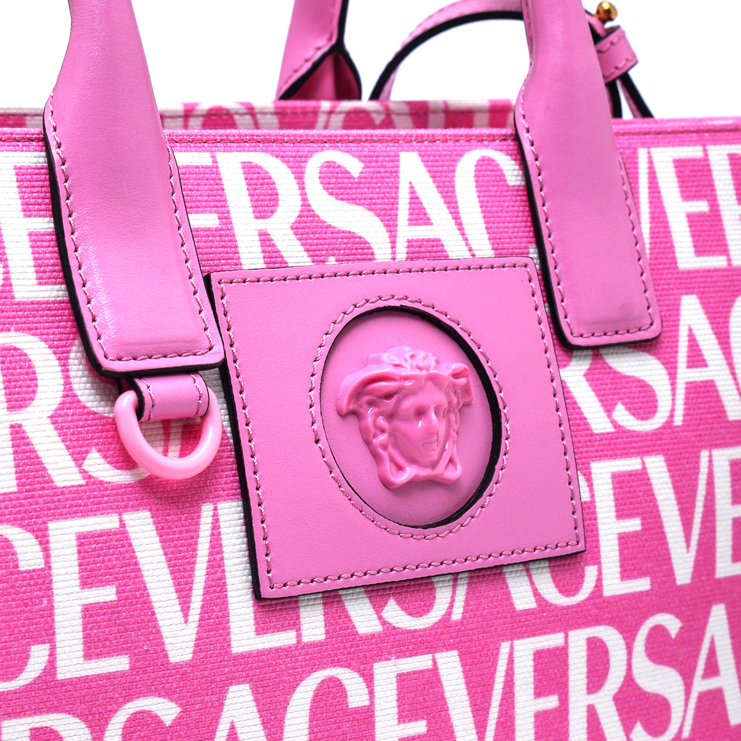 Versace - Baby Pink All Over Logo Medusa Small Tote Bag